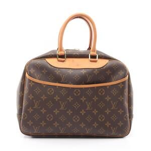 Louis Vuitton Deauville Bowling Vanity Handbag Leather Monogram Brown